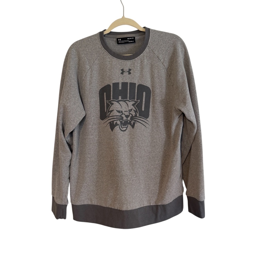 Under Armour Ohio Bobcats Crewneck Sweatshirt Gray M Mens UM5081 ColdGear